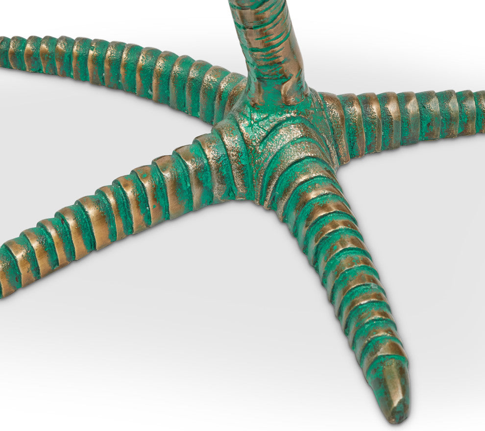 Elements Pavo End Table, Antique Brass