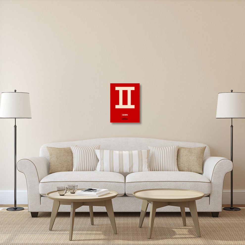 "Gemini Zodiac Sign White on Red" Fine Art Print