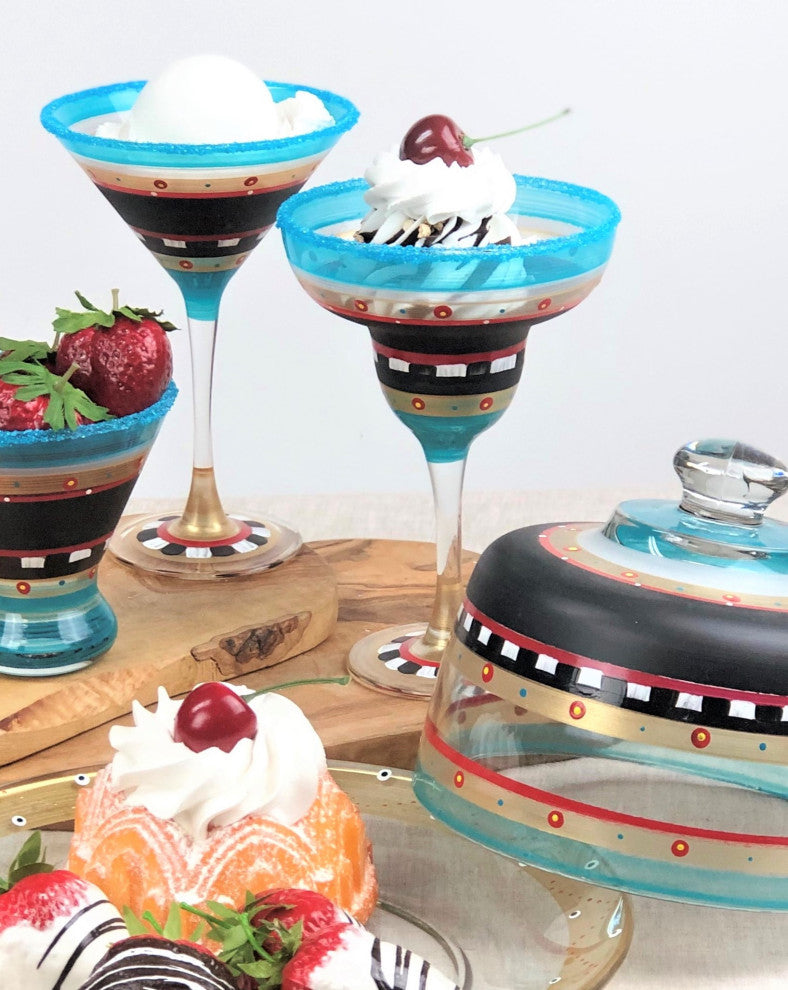 Mosaic Chalk Margarita Glasses, Set of 2