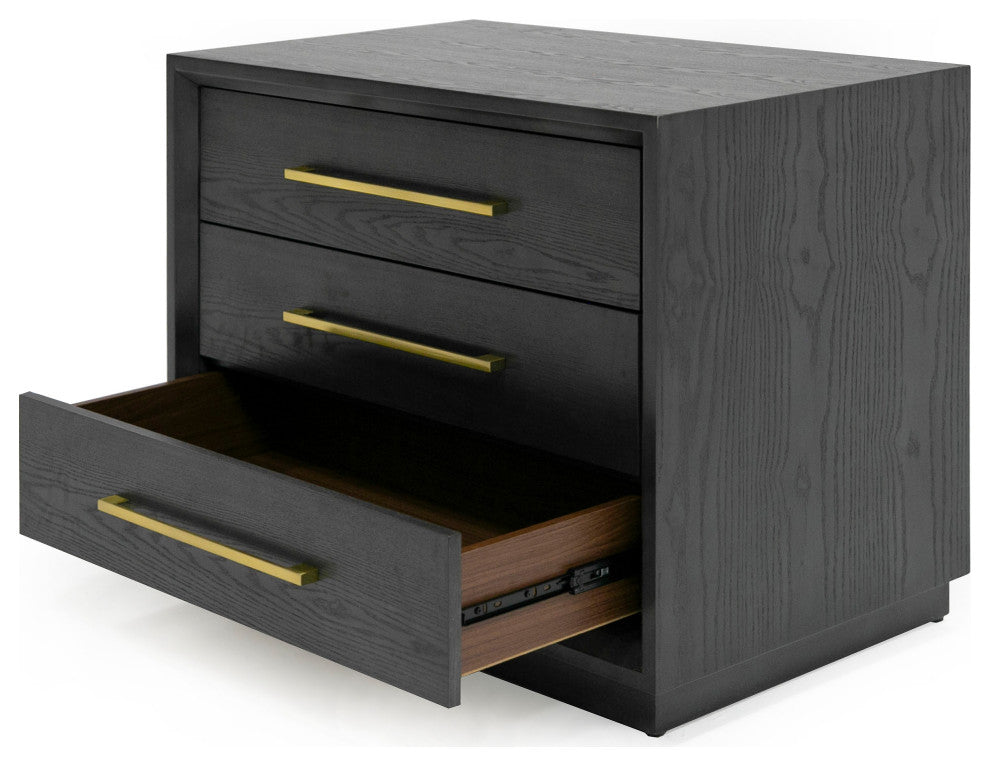 Modrest Manhattan- Contemporary Grey and Gold Nightstand
