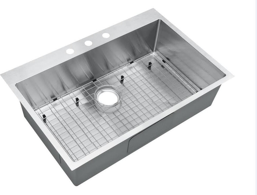 33" Topmount/Drop-In Single Bowl Kitchen Sink With Accessories