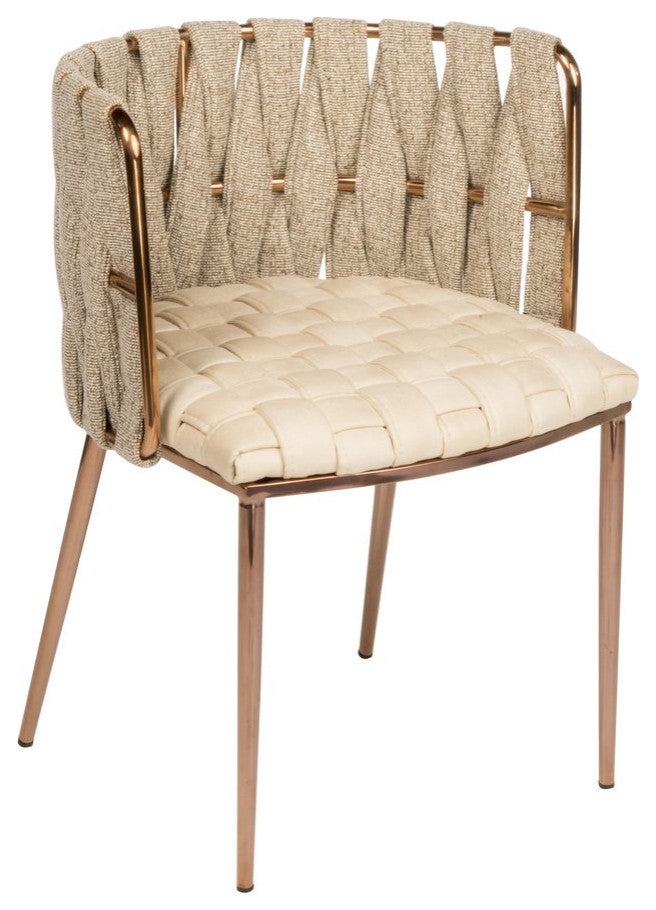 5-Piece Gigi Marble Top Dining Set, Off White Chairs