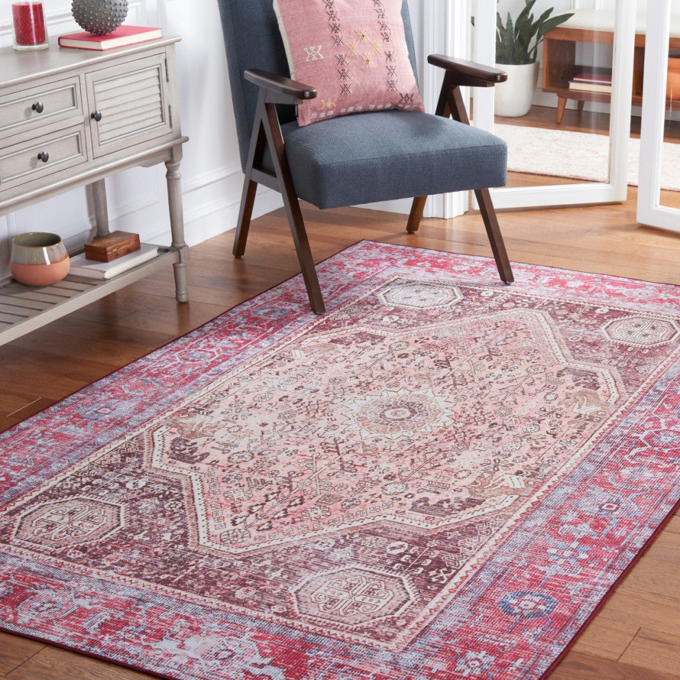 Safavieh Tucson TSN132 Rug Machine-Washable, Beige/Red, 4'x6'