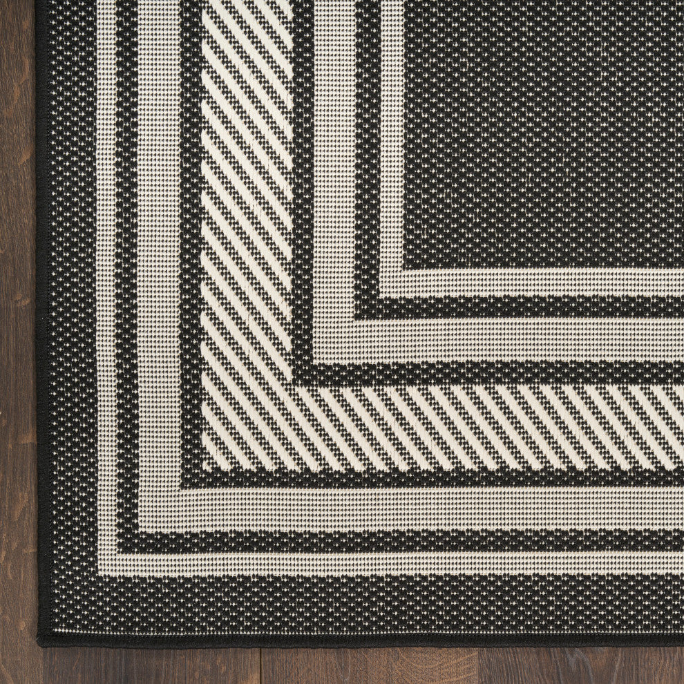 Nourison Horizon Indoor/Outdoor 9' x 12' Black Modern Rug