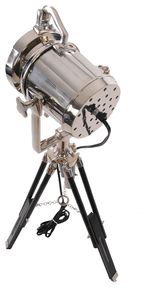 Alum Spot Light On Wooden Stand Aluminum Home Decor