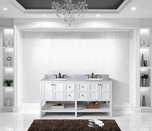 Winterfell 72" Double Bathroom Vanity Set, White With Mirror
