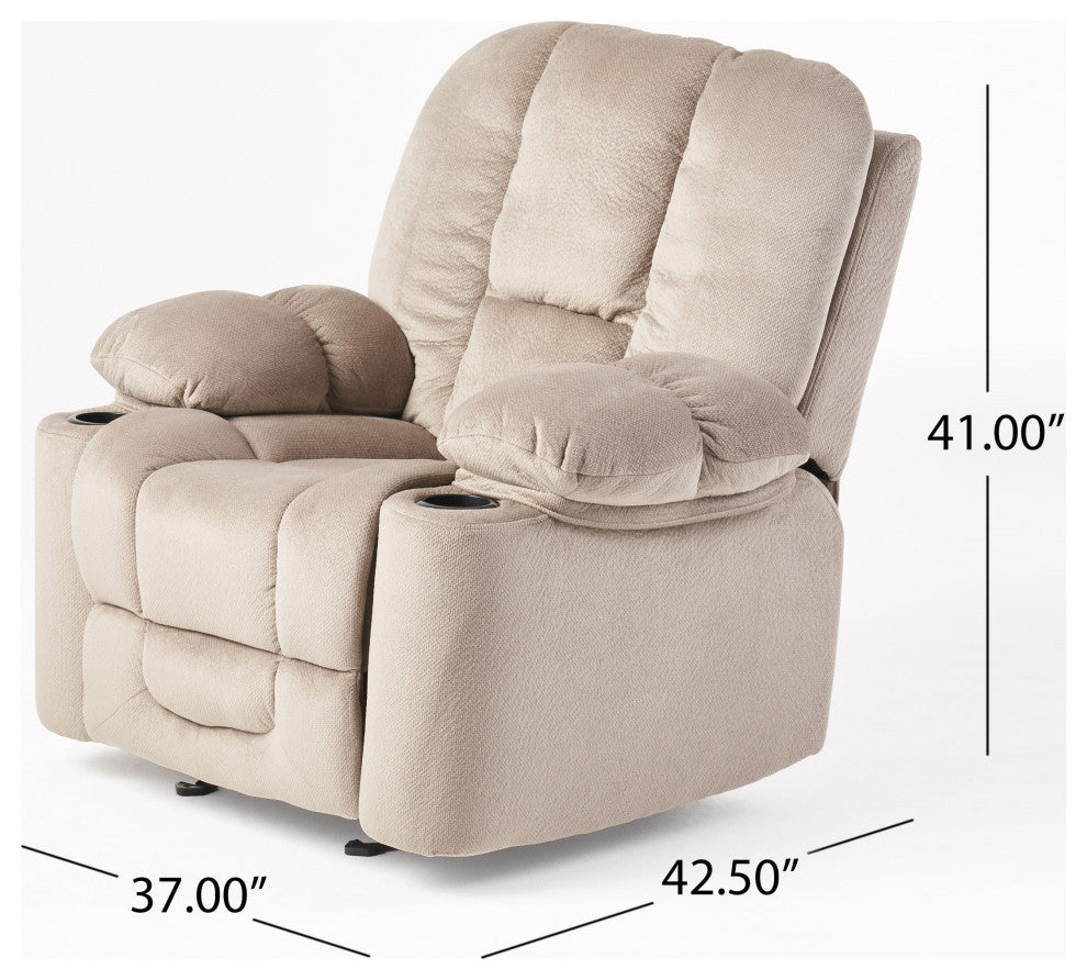 GDF Studio Raymond Latte Beige Fabric Glider Recliner Club Chair