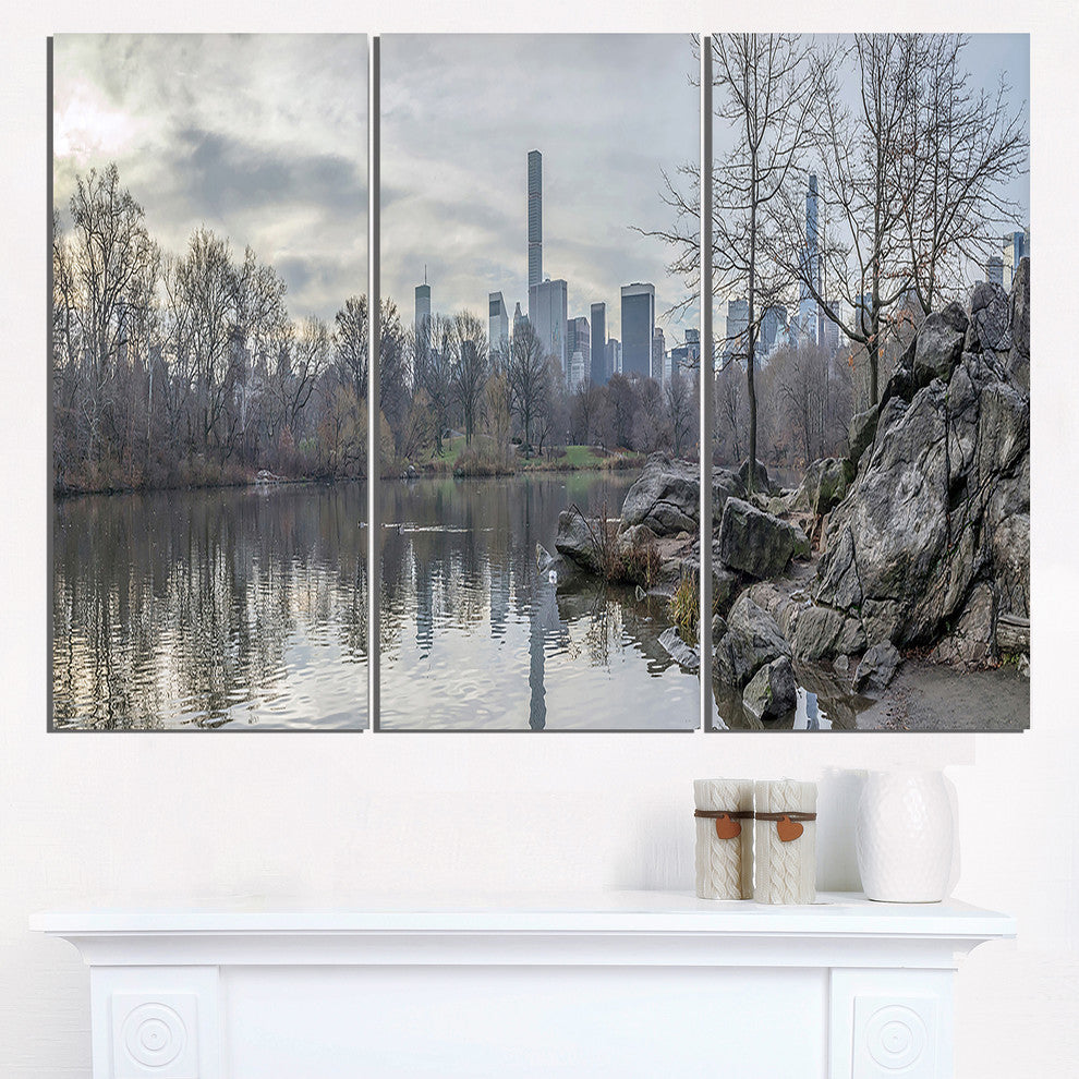 "Black and White Central Park NYC" Metal Wall Art, 3 Panels, 36"x28"