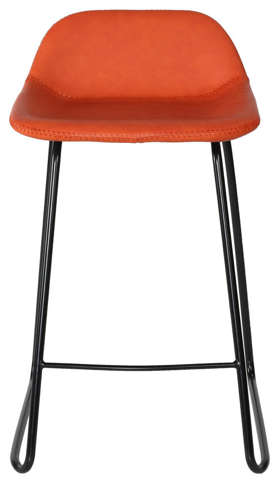 Cortesi Home Ava Counterstools In Faux Leather, Set of 2, Terracotta