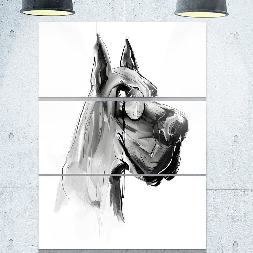 "English Bulldog With Monocle" Digital Metal Wall Art, 3 Panels, 28"x36"