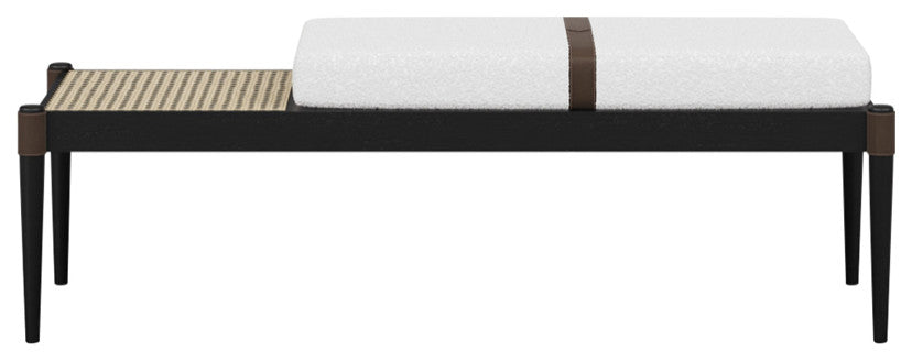 Bello Bench, Noodles Opulent Upholstery, Black, Natural Frame