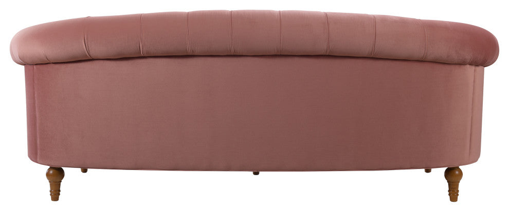 La Rosa Victorian Chesterfield Tufted Sofa, Dusty Pink Velvet
