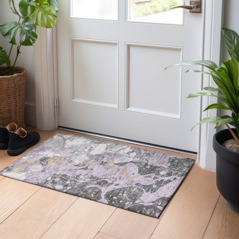 Machine Washable Indoor/Outdoor Chantille ACN1909 Violet 1'8" x 2'6" Rug