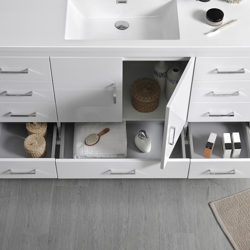Fresca Imperia 60" Gloss White Cabinet With Integrated Single Sink