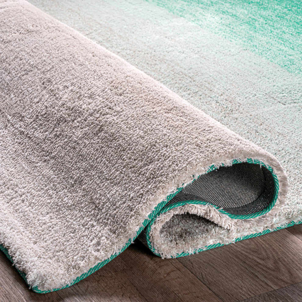 Nuloom Hand-Tufted Ombre Shag Os02 Rug, Turquoise 2'6"x8'runner