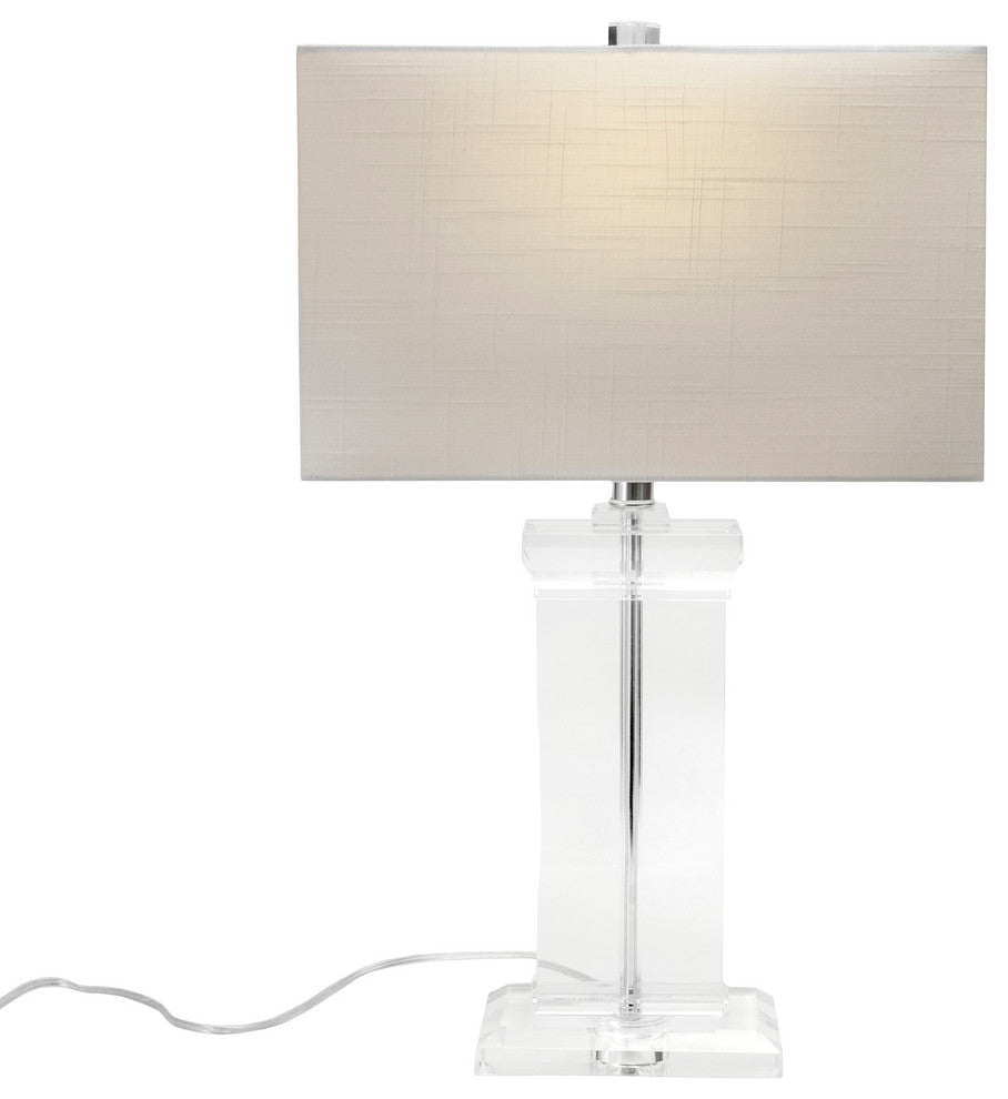 Nuloom 25" Helena Crystal Ionic Column Cotton Shade Clear Table Lamp