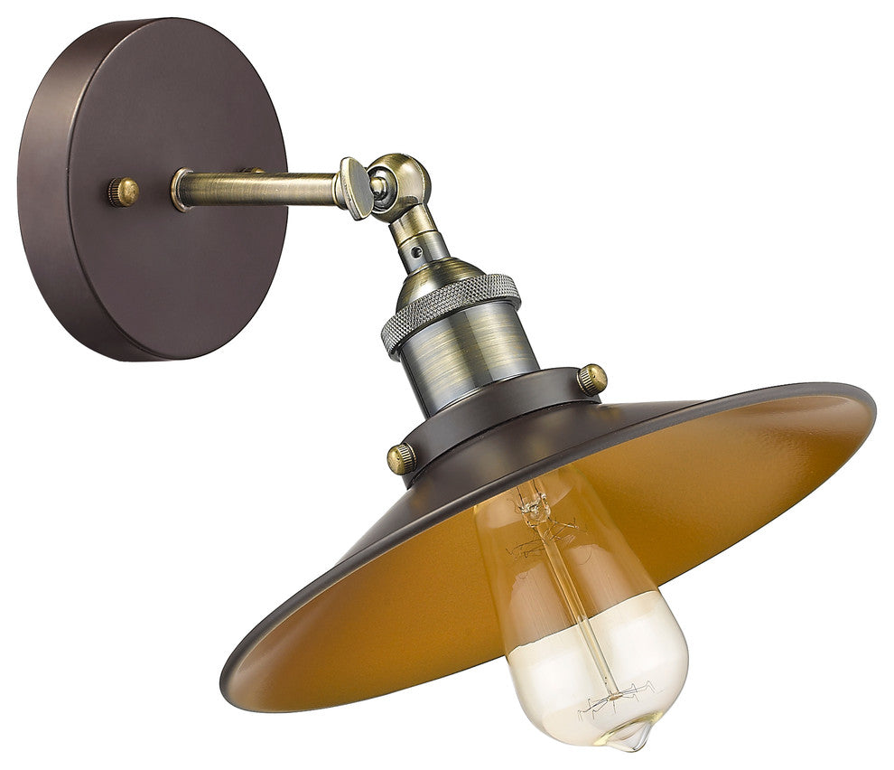 Ironclad  1-Light Rubbed Bronze Wall Sconce 9" Wide