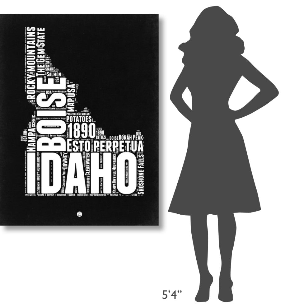 "Idaho Black and White Map" Fine Art Print