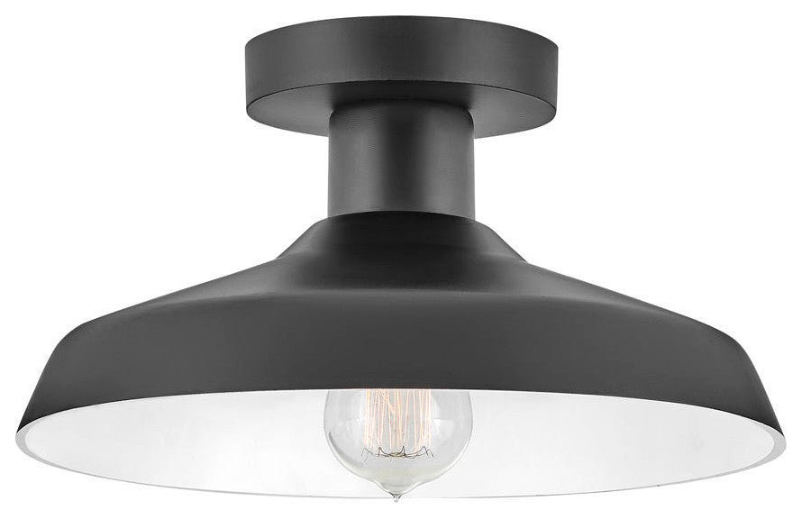 Hinkley Forge 12" Medium Outdoor Flush Mount Light, Black
