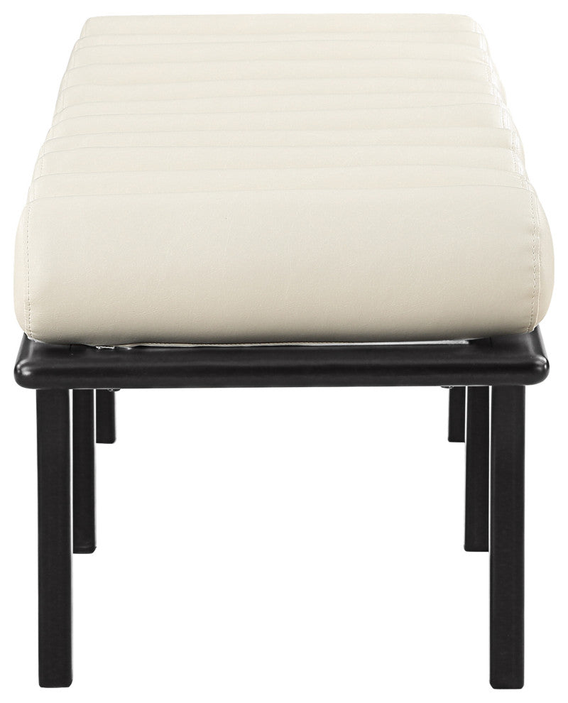 Landon Faux Leather Bench, Cream, Black Finish