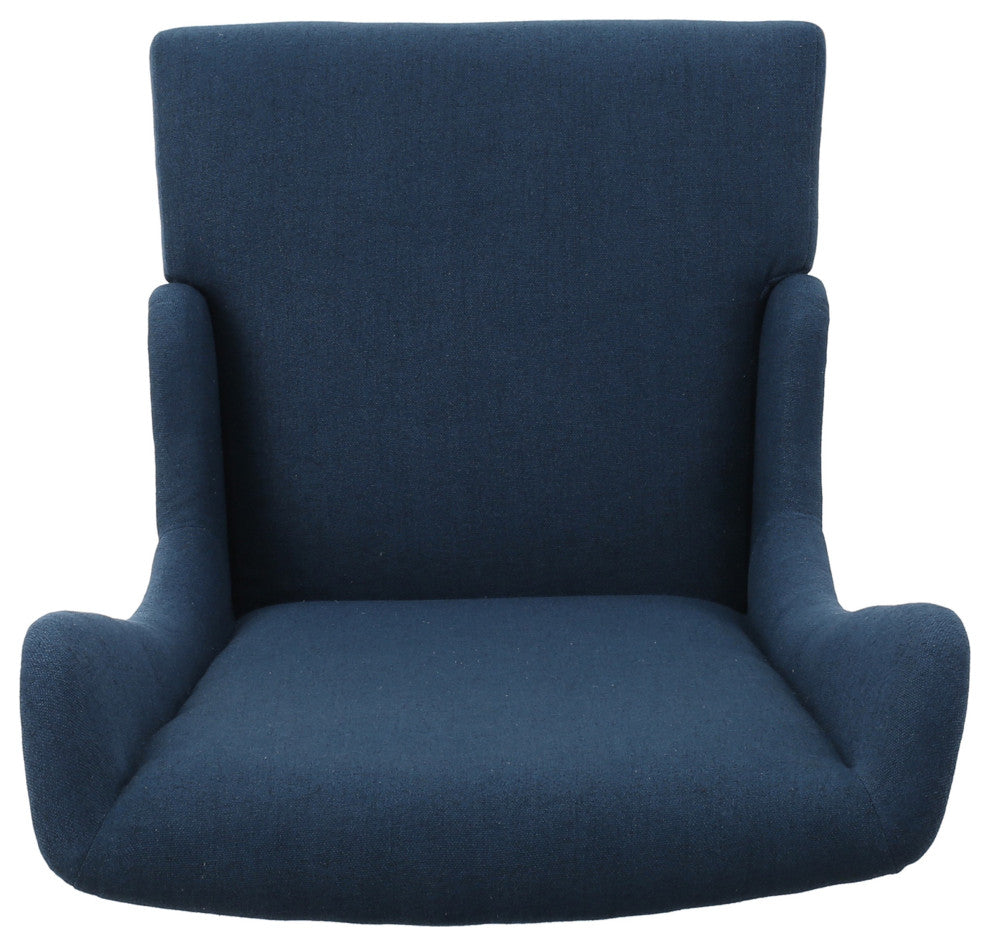 GDF Studio Sheldon Traditional Design High Back Fabric Dining Chair, Dark Blue