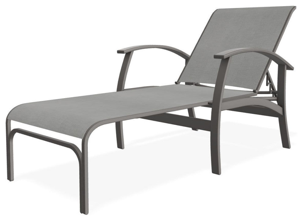 Belle Isle Sling 4-Position Outdoor Chaise Lounge, Alloy/Warm Gray