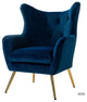 Tufted Accent Chair With Golden Legs, Navy