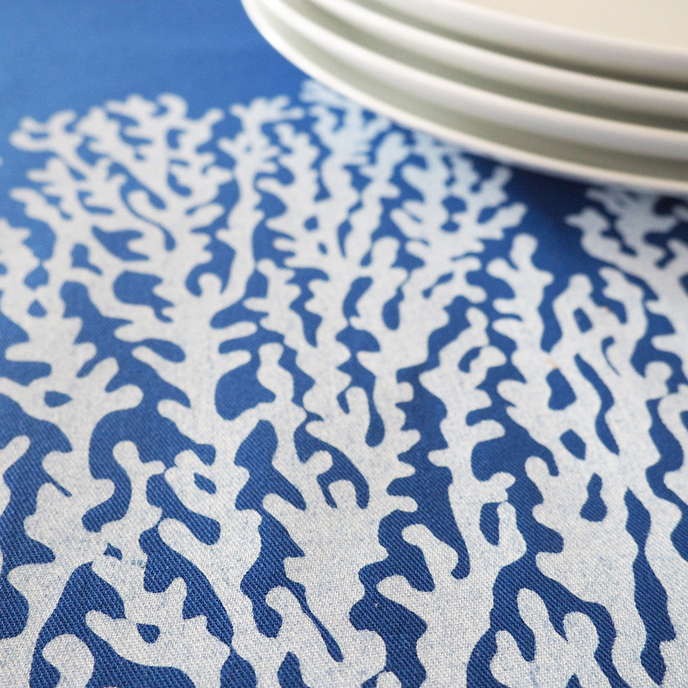 Coral Eco Coastal Table Runner, 16"x90", Blue