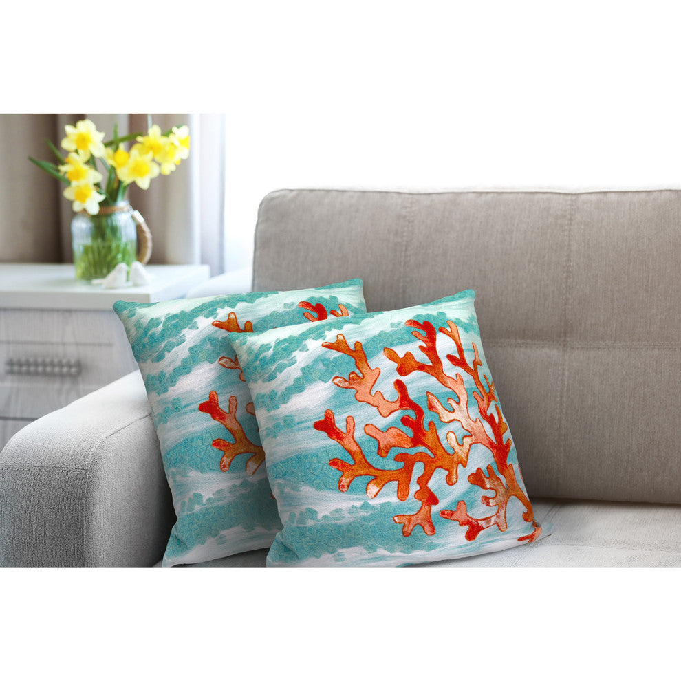 Visions II Coral Wave Pillow, 20"x20"