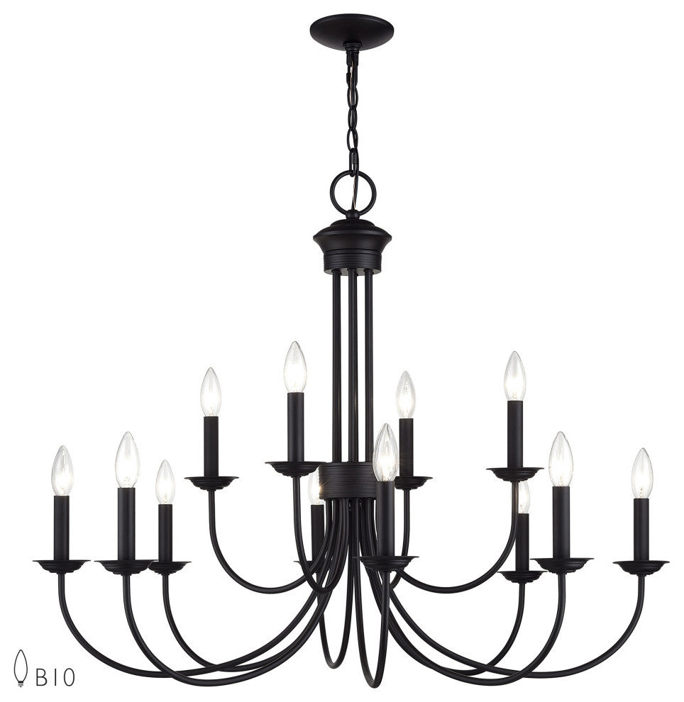 Estate 12-Light Black Large 2-Tier Chandelier