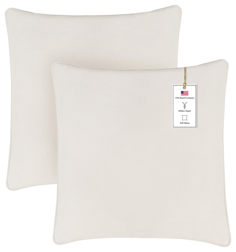 A1HC Soft Velvet Throw Pillow Covers Only, Set of 2, Cream, 24"x24"