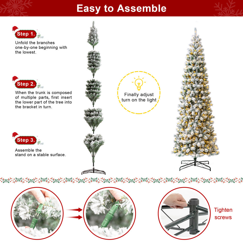 11' Pre-Lit Artificial Christmas Pencil Tree