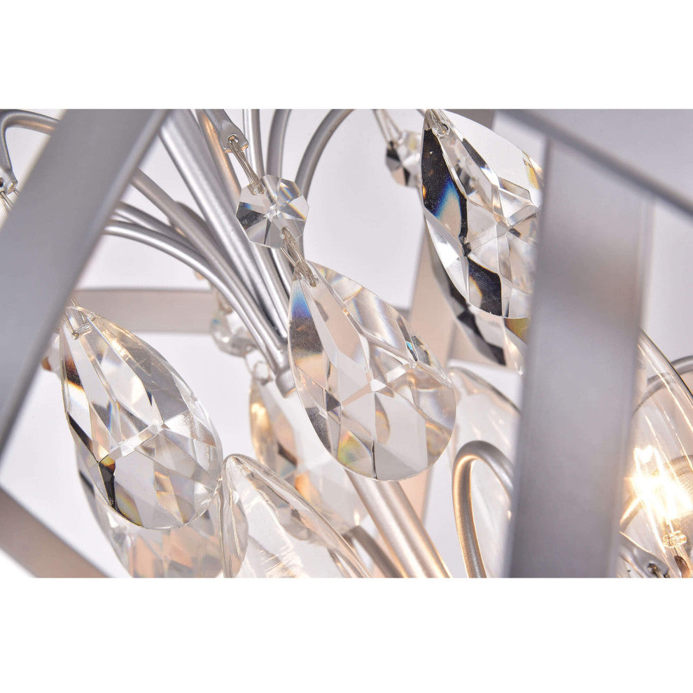 Chloe Matte Silver 4-light Crystal Orb Chandelier