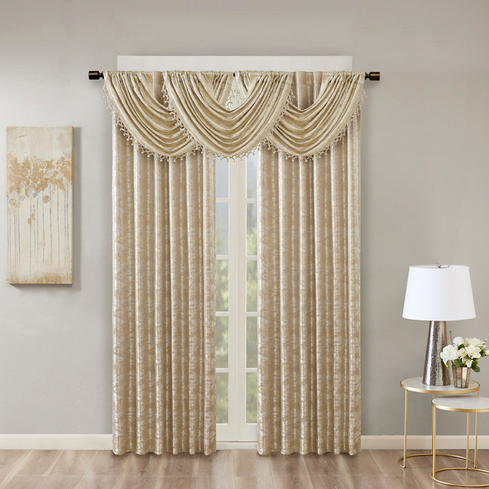 SunSmart Cassius Marble Total Blackout Window Curtain, Gold, Gold, Panel - 95"