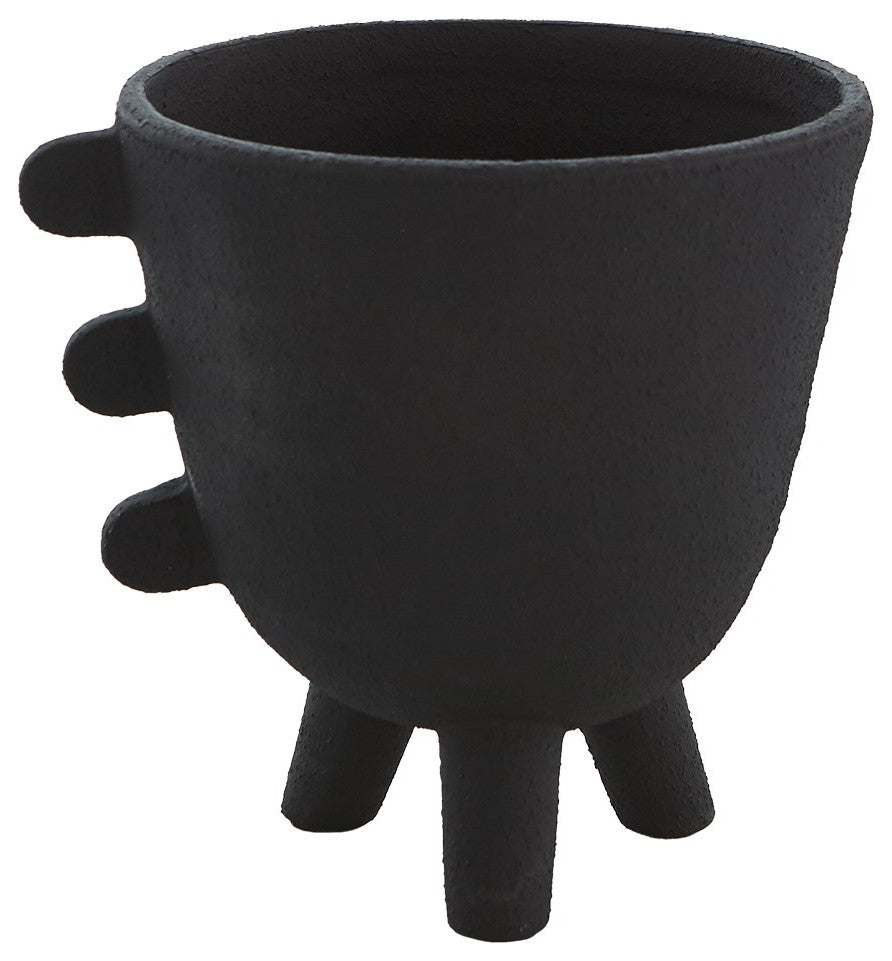 Primitive Porcelain 3 Leg Cache Pot, Black