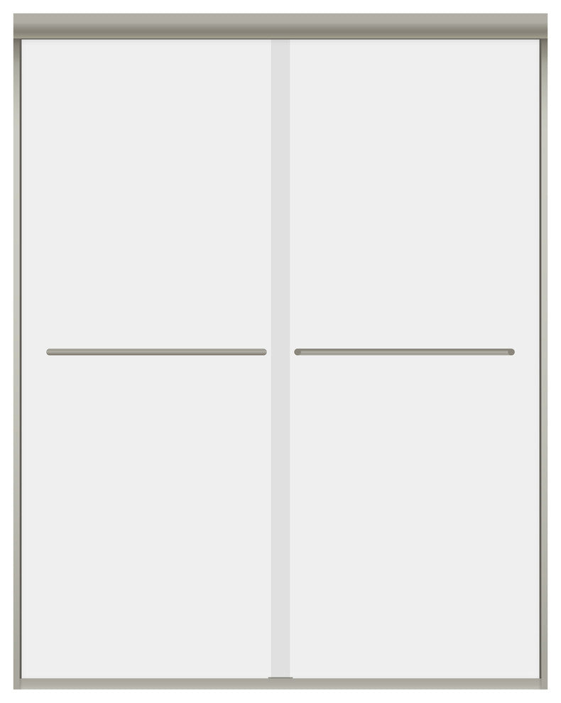 Modern Bypass Shower Doors Ultra-A by LessCare, Brushed Nickel, 44-48"x76"