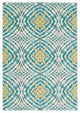 Weave & Wander Arsene Abstract Ikat Print Rug, Blue/Yellow, 10'2"x13'9"