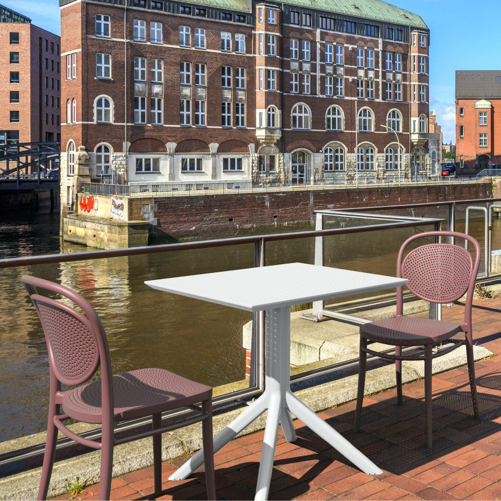 Marcel Resin Outdoor Chair, Set of 2, Marsala