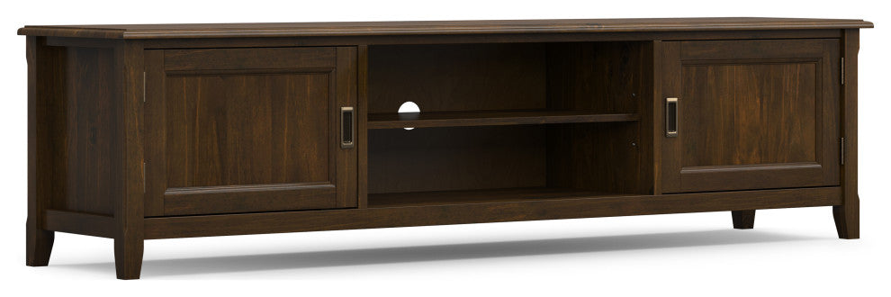 Burlington Solid Wood 72" Low TV Media Stand, Mahogany Brown