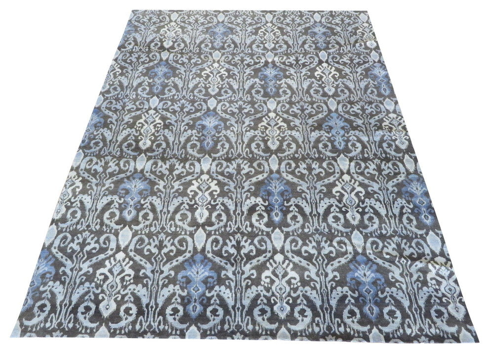 9x12 Handmade Chocolate Brown Ikat Peshawar Oriental Rug