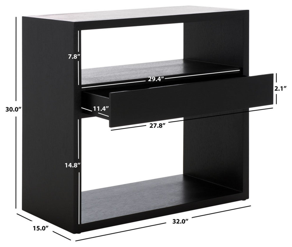 Safavieh Munson 2 Shelf 1 Drawer Console Table, Black