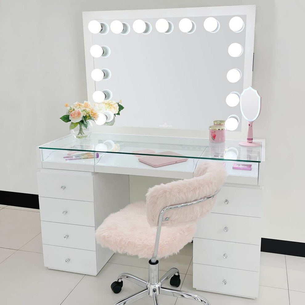 Starlight Pro Vanity Mirror with Magnifying Glass, White, Non-Bluetooth
