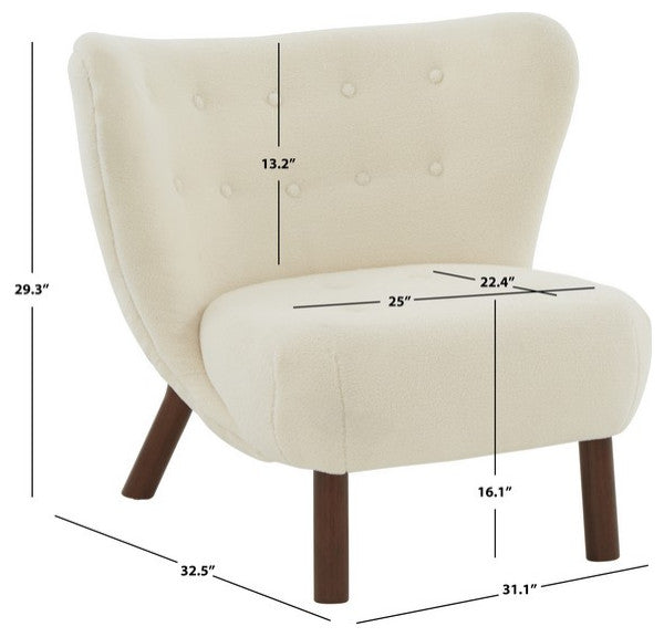Safavieh Couture Gabriel Modern Wingback Chair Ivory / Dark Brown