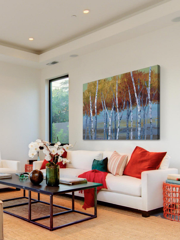 "Sunlit Saplings II" Painting Print on Wrapped Canvas by Julie Joy