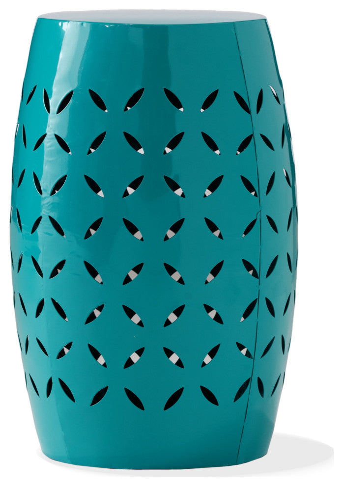 GDF Studio Lilly Outdoor 12" Iron Side Table, Teal