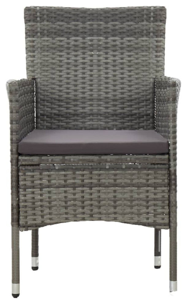Vidaxl Garden Dining Chairs, Set of 2, Poly Rattan Gray