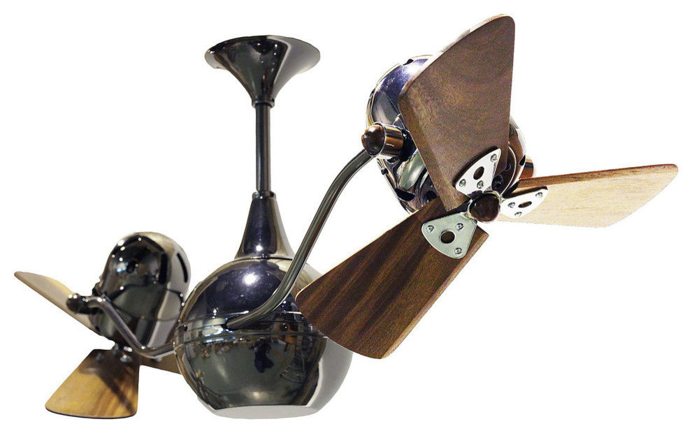 Vent Bettina Rotational Ceiling Fan With Mahogany Blades, Light Blue