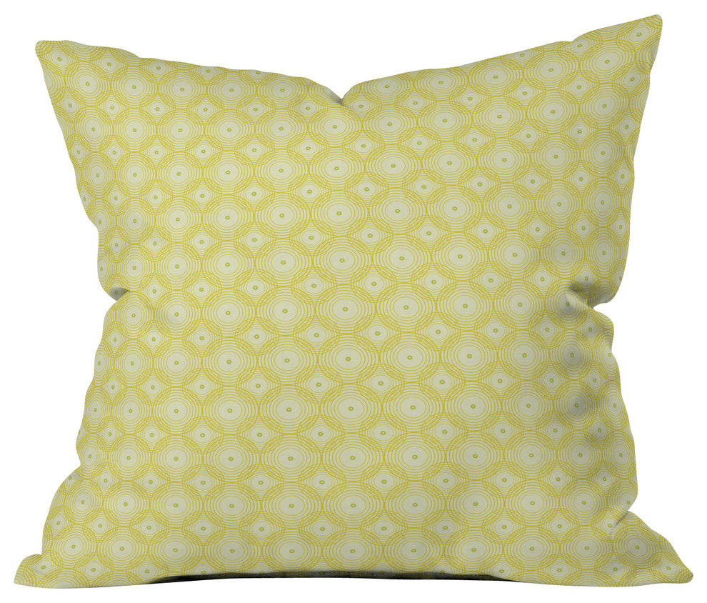 Caroline Okun Yellow Spirals Outdoor Throw Pillow
