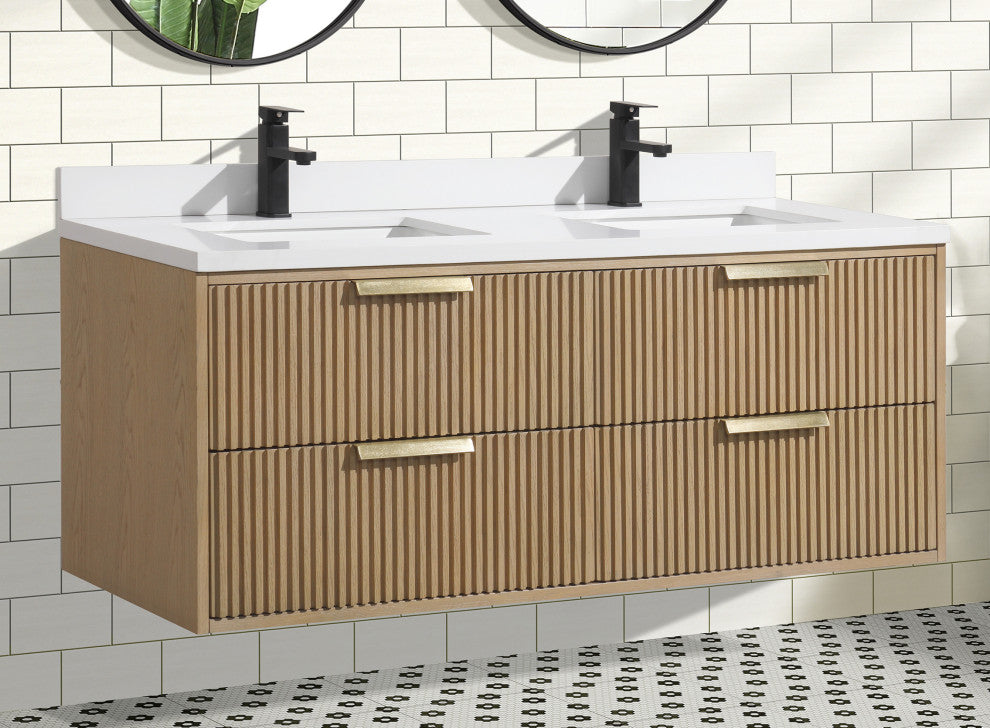 Ari Kitchen and Bath San Diego Bath Vanity, Oak, 55", Floating