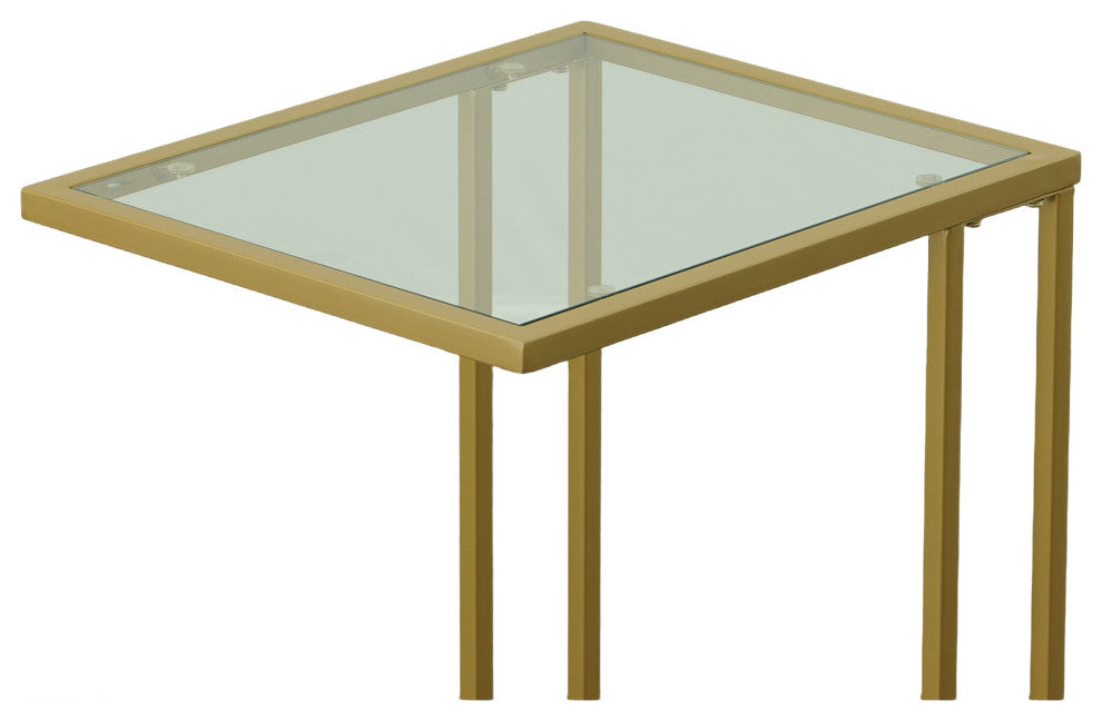 Provenzano Glass Top C Table, Gold